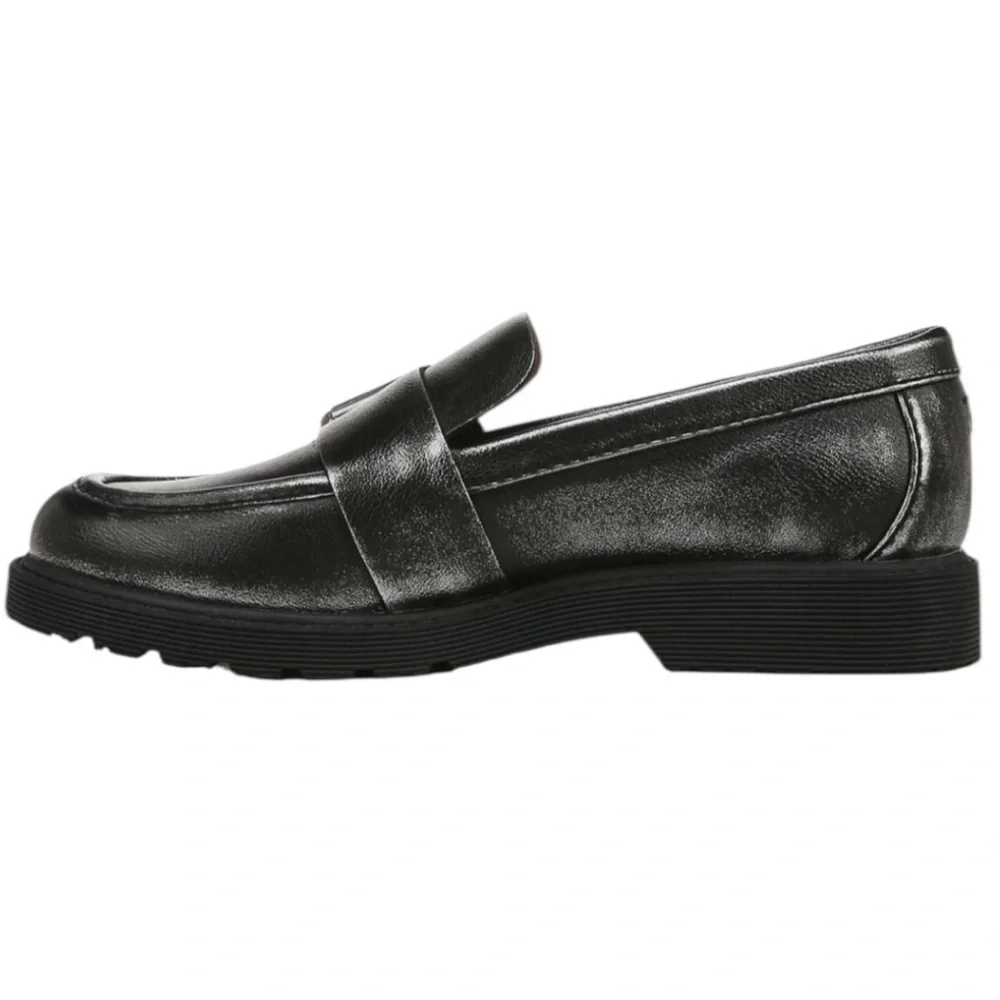 NWT Women’s Zodiac Renee Buckle Round Toe Chunky Y2K Loafer Sz 9 Black/Silver